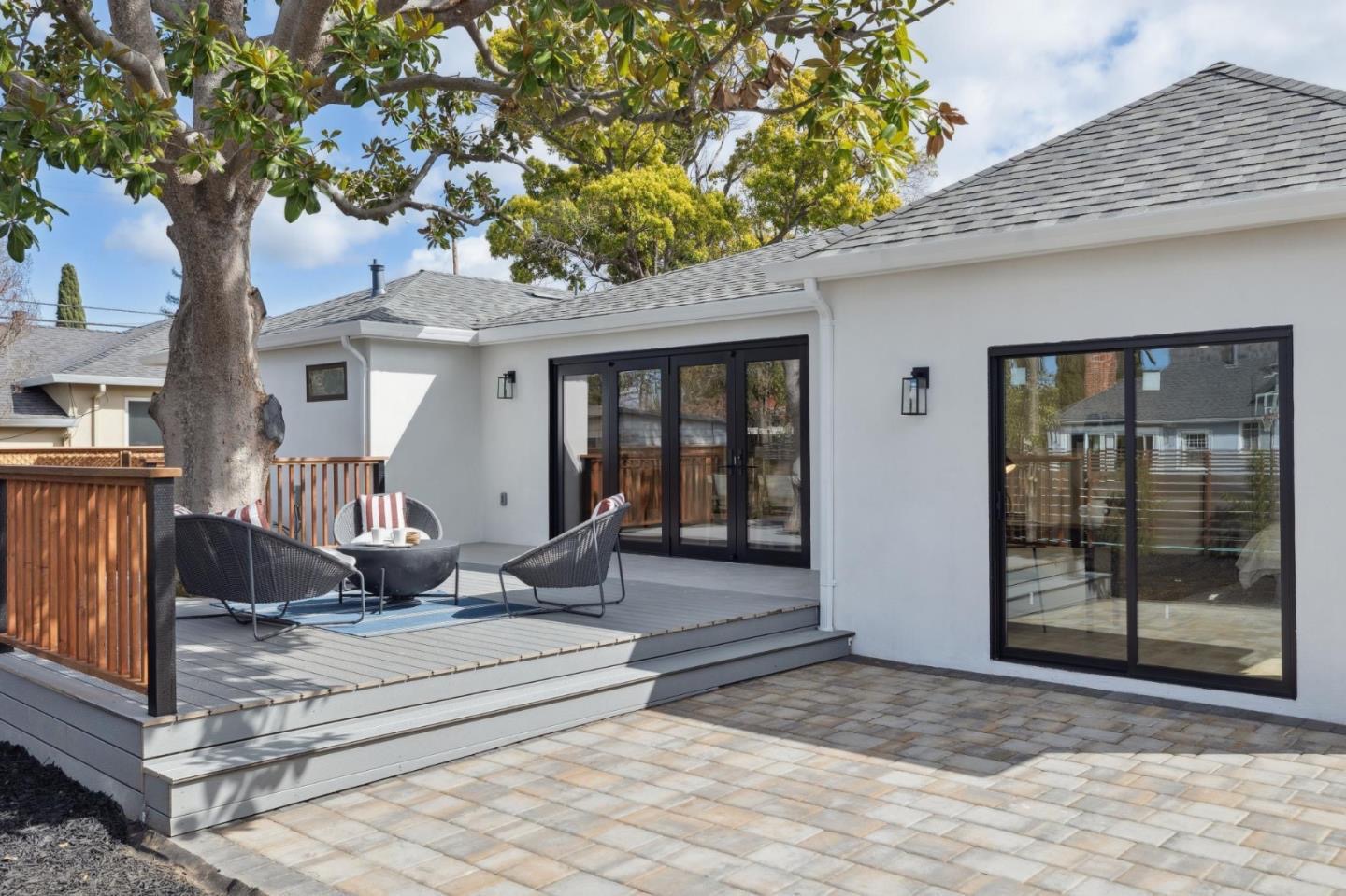Custom deck built around a mature magnolia tree